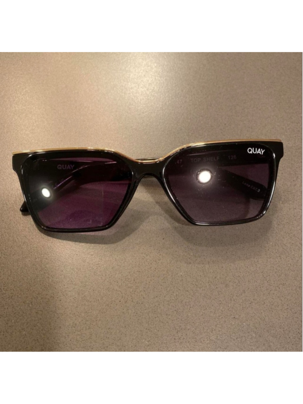 Women's Quay Black Gold Top Shelf Square Sunglasses One Size - Picture 2 of 3